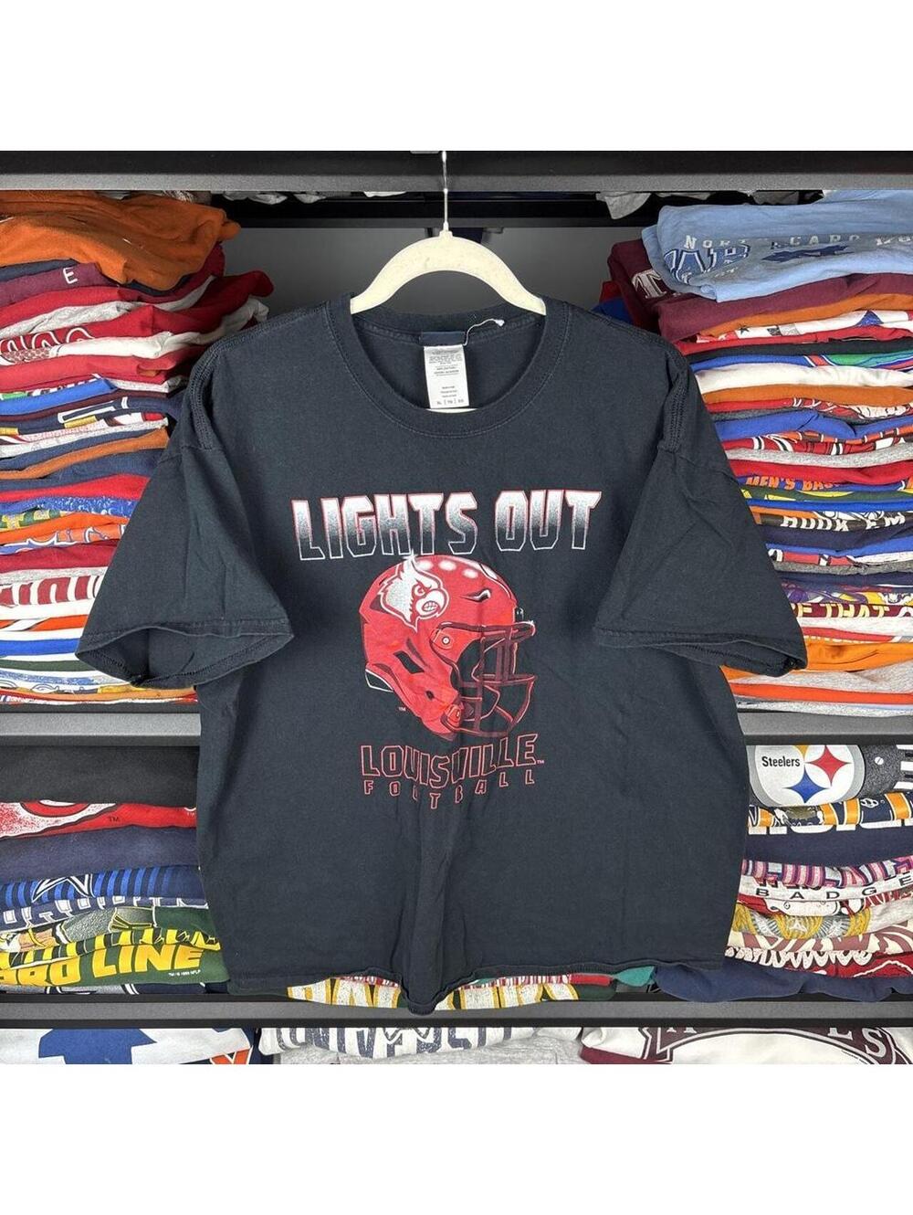 Louisville Cardinals Football "Lights Out" Blue 84 T-Shirt XL
